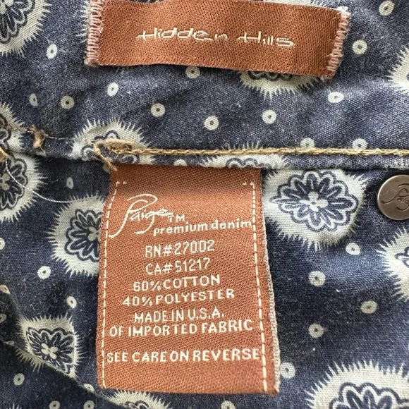 Paige Hidden Hills Premium Capri Double Button Dark Wash Crop Jeans Size 29 - Picture 11 of 15